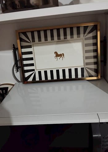 Altın Renkli Siyah Çizgili Tepsi - Görsel 2