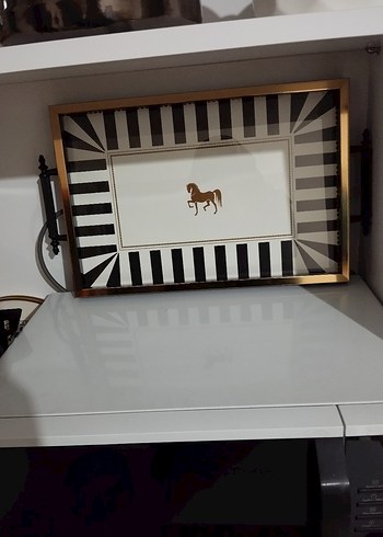 Altın Renkli Siyah Çizgili Tepsi - Görsel 3