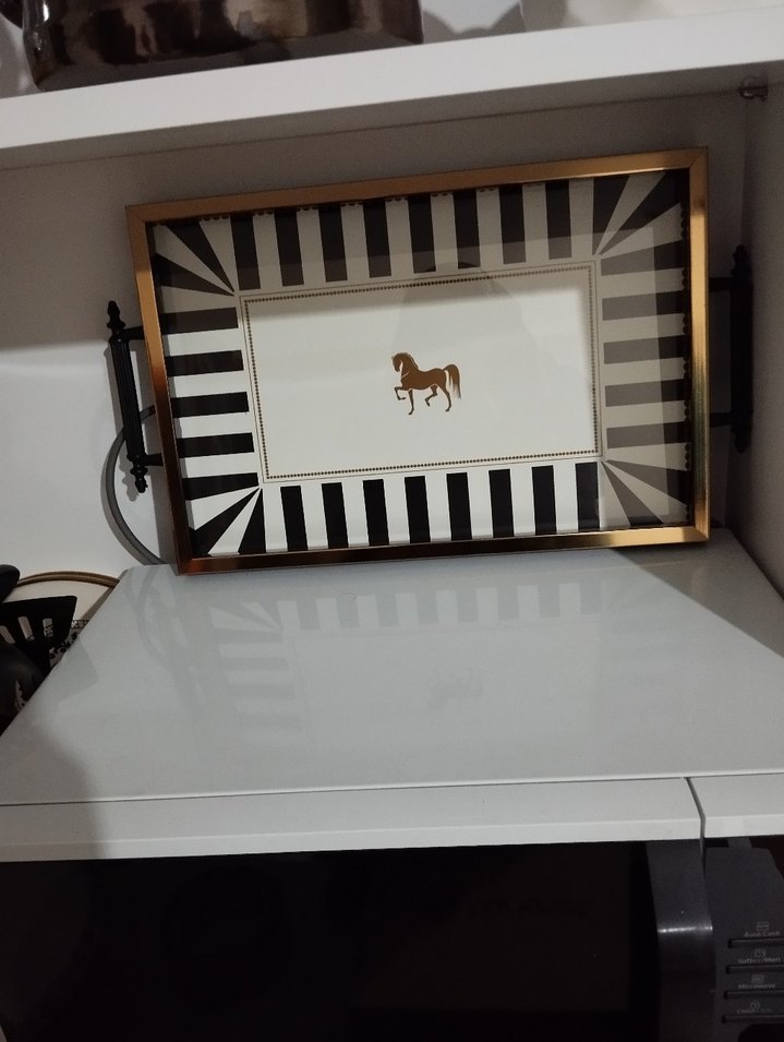 Altın Renkli Siyah Çizgili Tepsi - Görsel 2