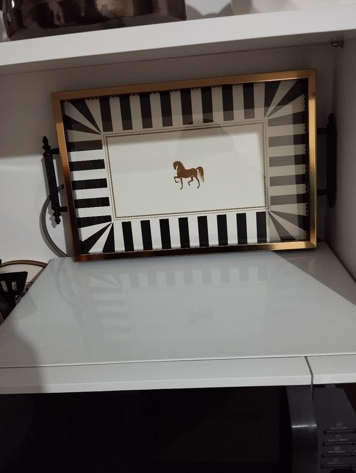 Altın Renkli Siyah Çizgili Tepsi - Görsel 3