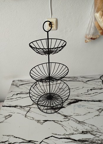 Beden turuncu Renk 3 Katmanlı Siyah Metal Meyve Sepeti