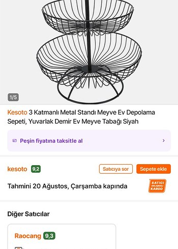3 Katmanlı Siyah Metal Meyve Sepeti