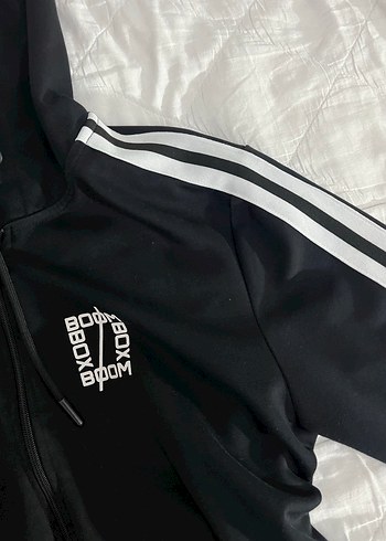 Siyah Fermuarlı Kapüşonlu Spor Ceket - Görsel 2