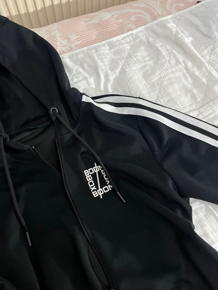 Siyah Fermuarlı Kapüşonlu Spor Ceket - Görsel 5