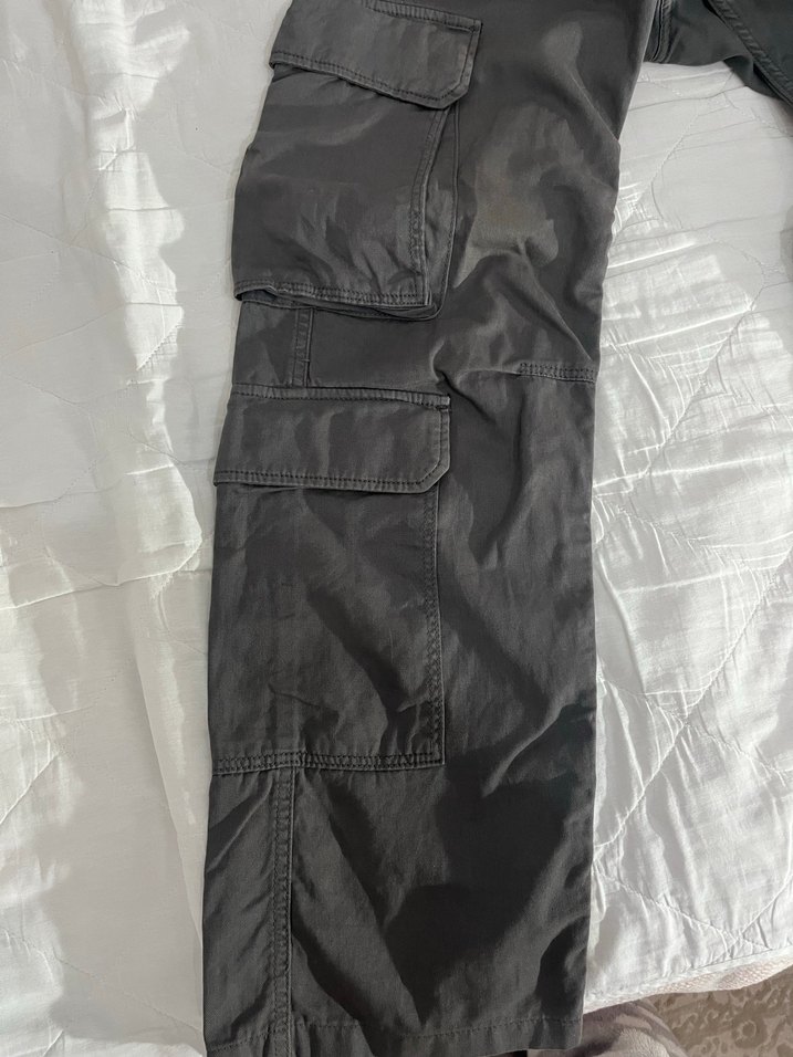 Gri Rahat Kesim Kargo Pantolon - Görsel 5