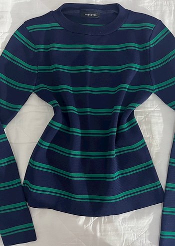 Trendyol Çizgili Fitilli Kadın Kazak - Görsel 2