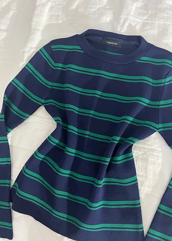 Trendyol Çizgili Fitilli Kadın Kazak - Görsel 3