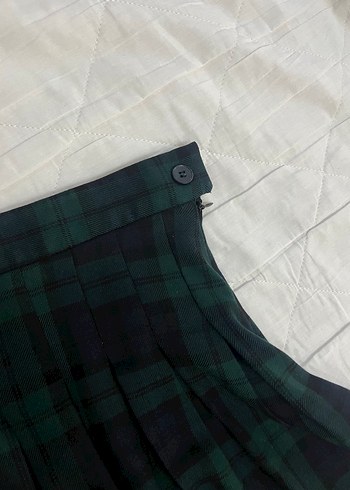 Yeşil Kareli Pilili Etek - Görsel 4