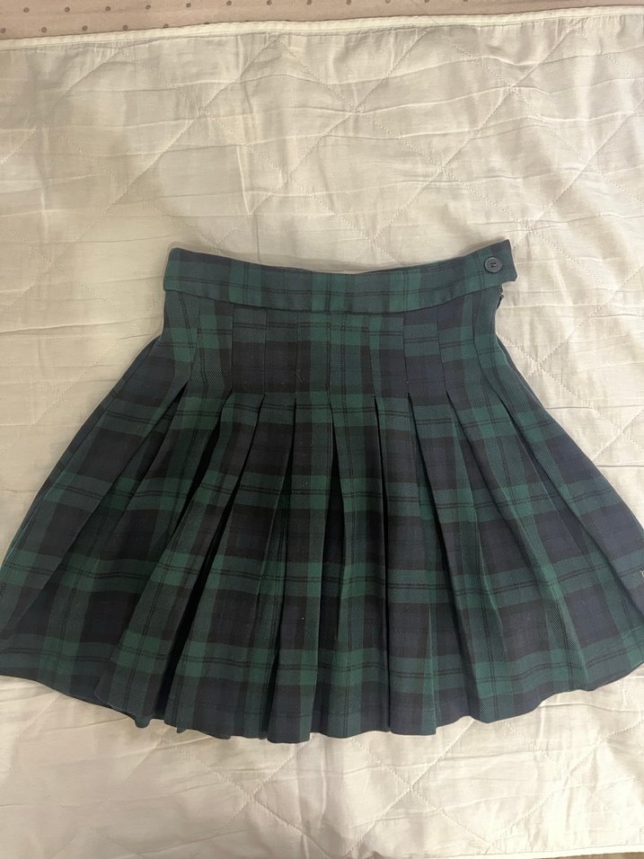 Yeşil Kareli Pilili  Etek - Görsel 2