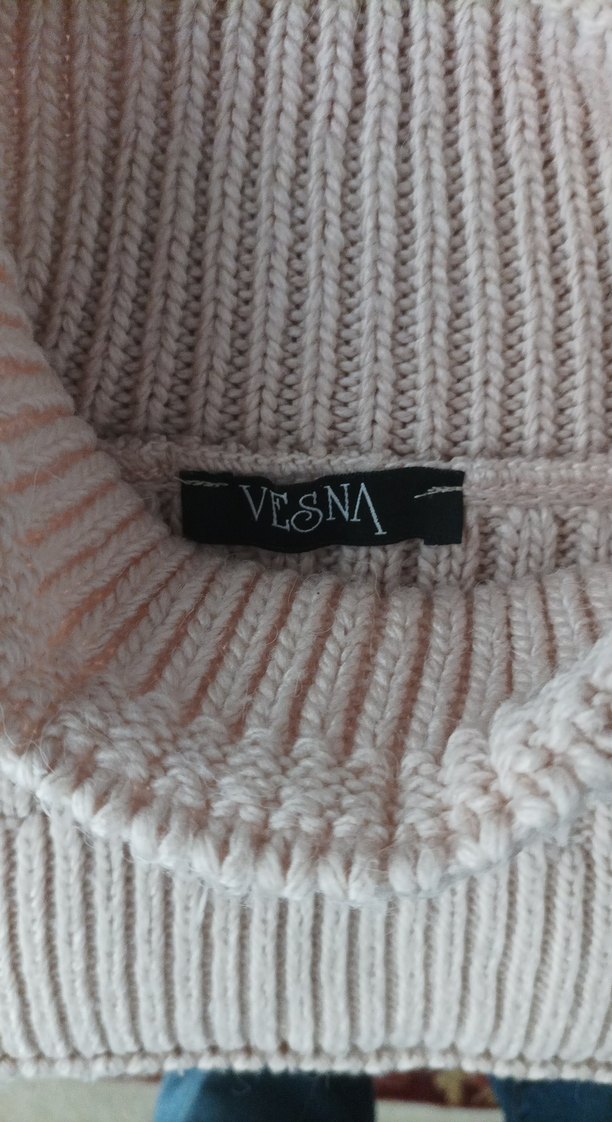 Bej Kadın Boğazlı Triko tunik/elbise - Görsel 2