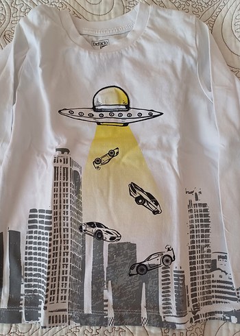 4 Yaş Beden Uzun Kollu Beyaz Erkek Sweatshirt