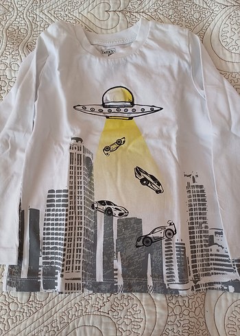4 Yaş Beden beyaz Renk Uzun Kollu Beyaz Erkek Sweatshirt