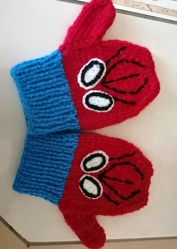 Erkek ve kız Çocuk Örgü Renkli örümcek adam Eldiveni - Görsel 2