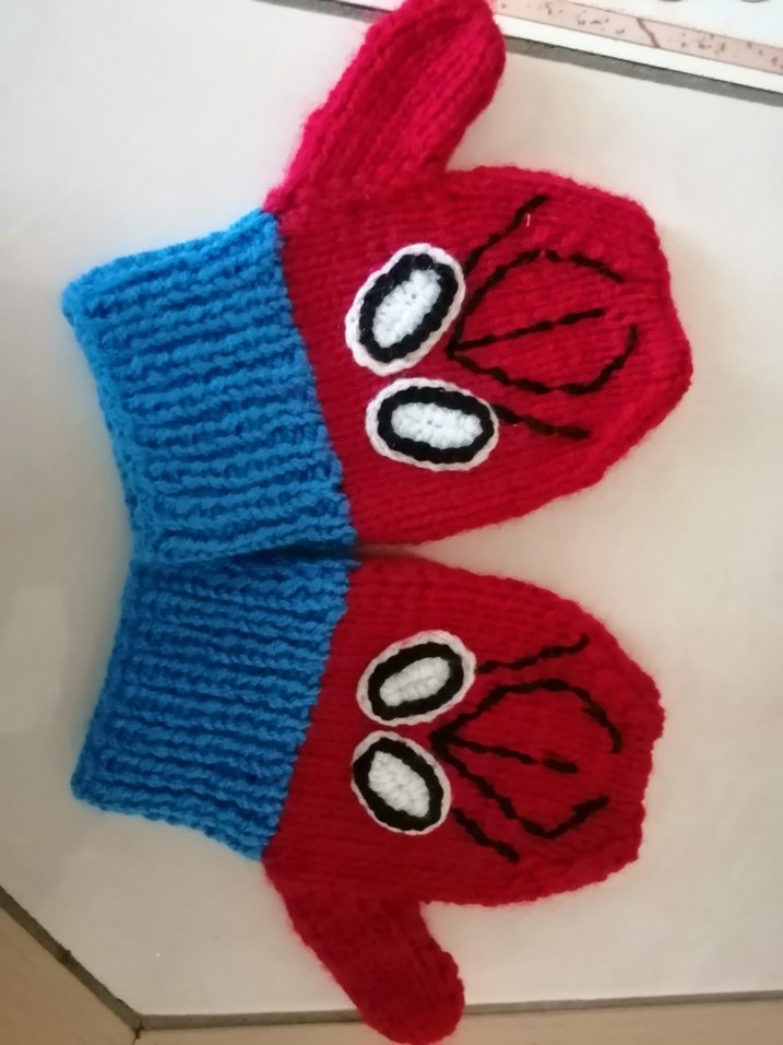 Erkek ve kız Çocuk Örgü Renkli örümcek adam Eldiveni - Görsel 2