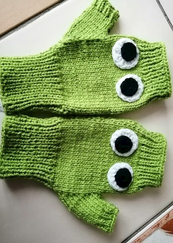 Yeşil Örgü Parmaksız Eldiven - Görsel 3