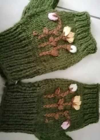 Yeşil Örgü Bohem Kadın Eldiveni - Görsel 3