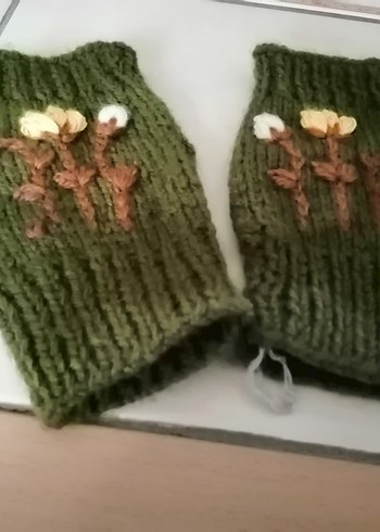 Yeşil Örgü Bohem Kadın Eldiveni - Görsel 2