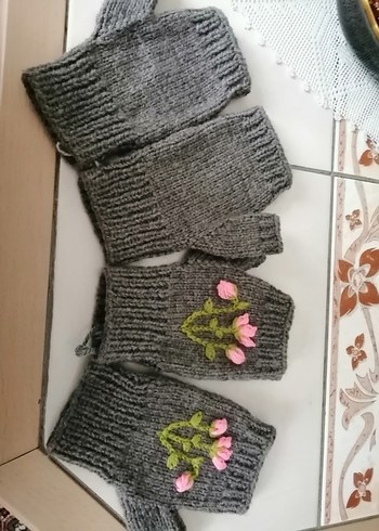 Gri Örgü Bohem Kadın Eldivenleri - Görsel 3