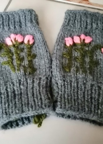 Gri Örgü Bohem Kadın Eldivenleri - Görsel 2