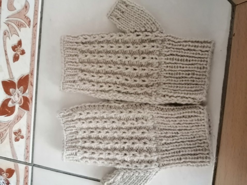 Bej Örgü Kadın Eldiven - Görsel 2