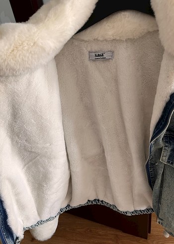 s Beden mavi Renk Kadın Beyaz Kürklü Gri Denim Kot Ceket
