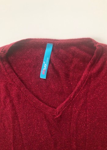 Kırmızı V Yaka Salaş Triko - Görsel 3