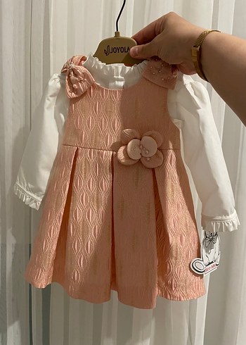 Pembe Nakışlı Kız Çocuk Elbise