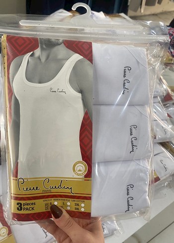 Pierre Cardin Beyaz Baskili Erkek Atlet 3 Lu