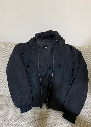 s Beden Zara Siyah Kapüşonlu oversize Kadın Kışlık Mont