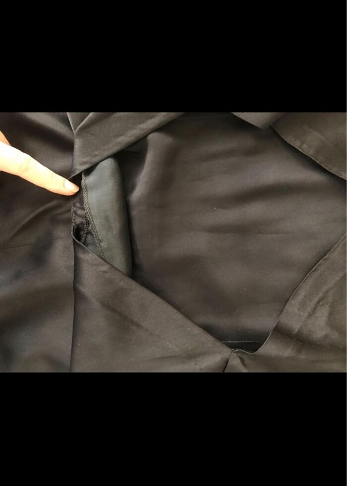 Siyah Saf İpek Elbise - Görsel 5