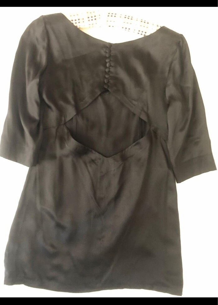 Siyah Saf İpek Elbise - Görsel 3