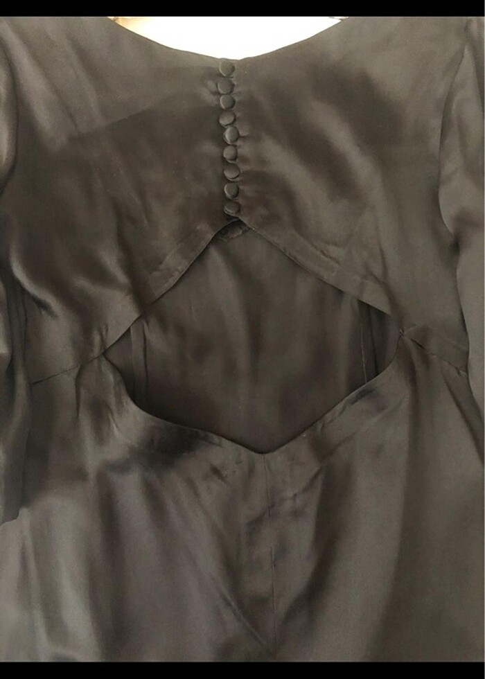 Siyah Saf İpek Elbise - Görsel 4