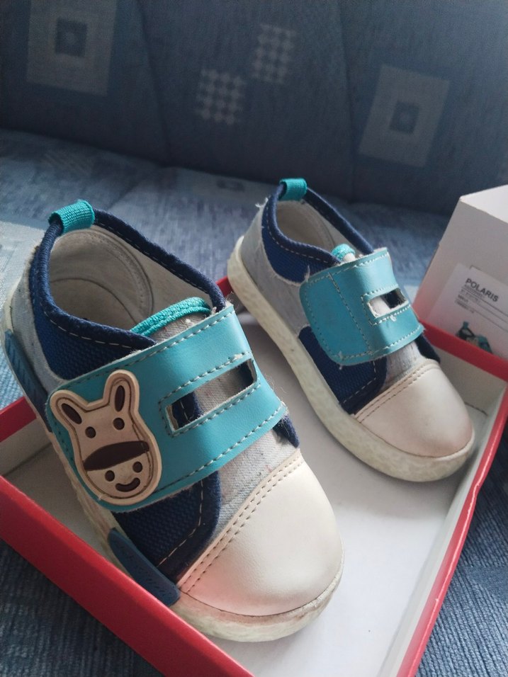 Mavi Erkek Bebek İlk Adım Ayakkabısı Velcro - Görsel 4