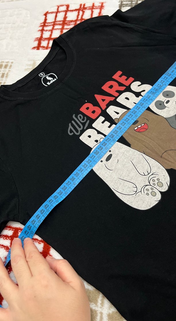 We Bare Bears Baskılı Siyah Hamile Tişörtü - Görsel 4