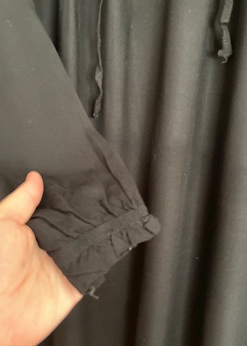 Siyah Uzun Salaş Keten Elbise - Görsel 4