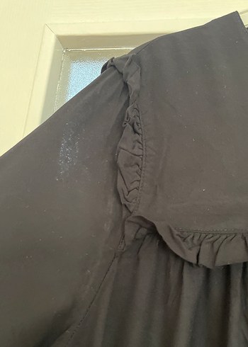 Siyah Uzun Salaş Keten Elbise - Görsel 3