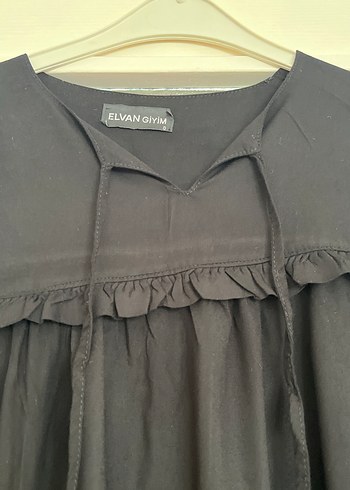 Siyah Uzun Salaş Keten Elbise - Görsel 2