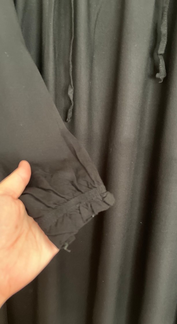 Siyah Uzun Salaş Keten Elbise - Görsel 4