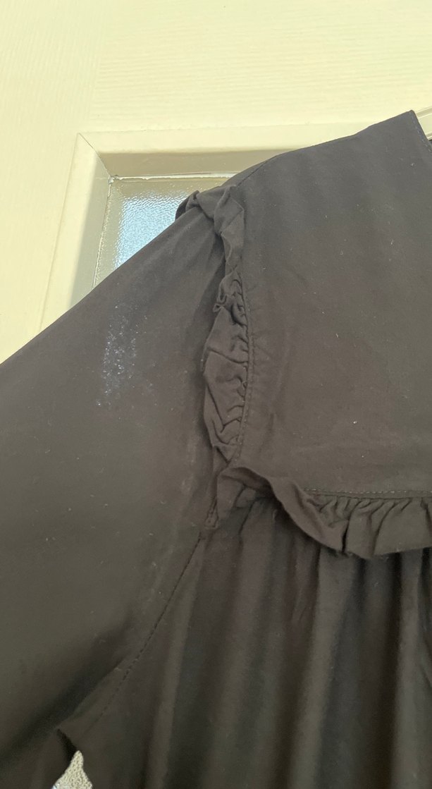 Siyah Uzun Salaş Keten Elbise - Görsel 3