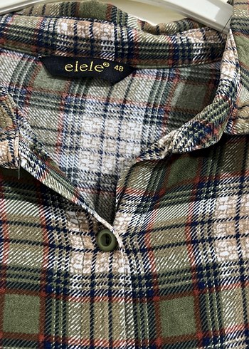 Uzun Kesim Gri Ekose Kadın Gömlek - Görsel 4