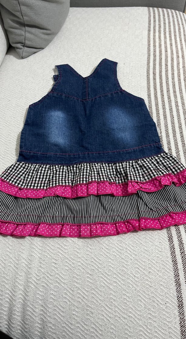 Kız Çocuk Kot Elbise Kemerli Pembe Detaylı - Görsel 3