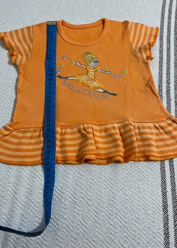 Kız Çocuk Turuncu Fırfırlı Tişört - Görsel 4