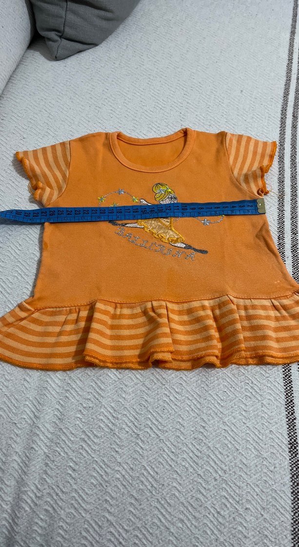 Kız Çocuk Turuncu Fırfırlı Tişört - Görsel 3