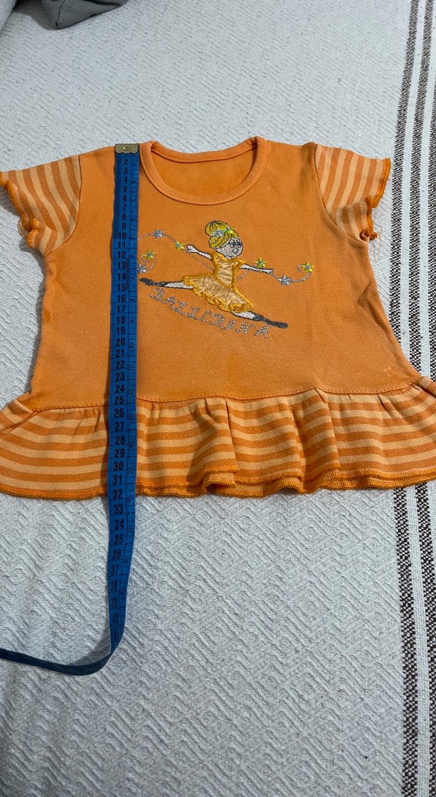 Kız Çocuk Turuncu Fırfırlı Tişört - Görsel 4