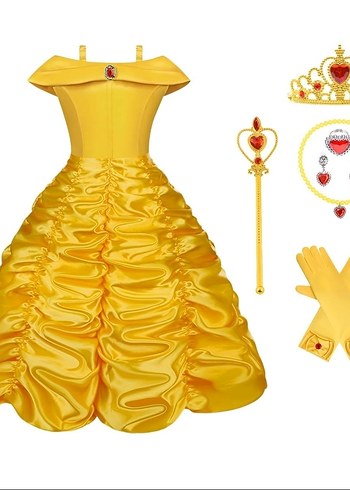 Prenses Bella Elbise Kostüm Aksesuar Set
