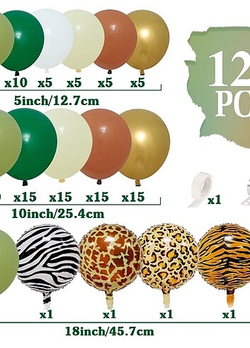 127 Parça Safari Balon Seti