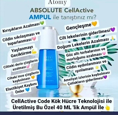 Missha Atomy kök hücre teknolojisiyle üretilmiş absolute serum