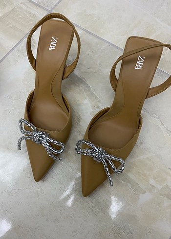 Zara Bej Deri Stiletto Topuklu Kadın Abiye Ayakkabı