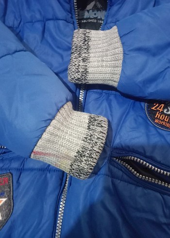 Kapüşonlu Koyu Mavi Erkek Çocuk Mont - Görsel 3