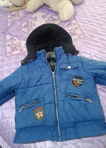 Kapüşonlu Koyu Mavi Erkek Çocuk Mont - Görsel 4